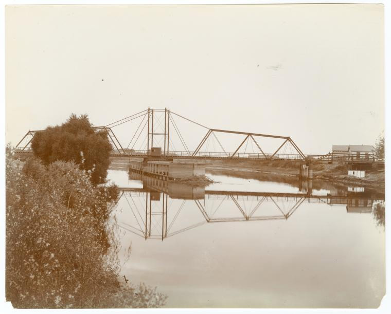Historic photo of steel bridge in San Joaquin County