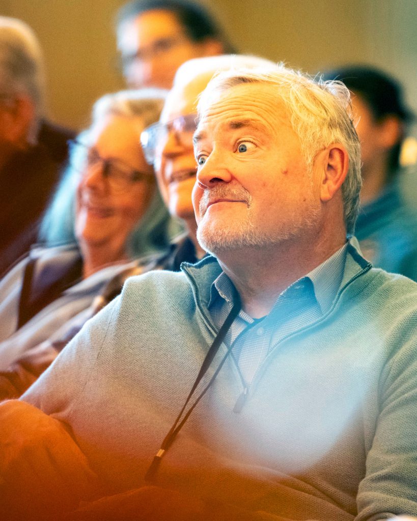 Man with an expression of surprise on his face