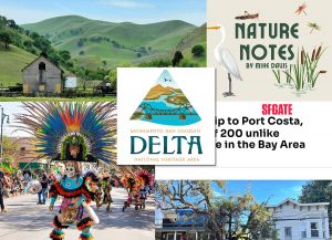 Montage: barn in hills, newsletter heading, Latin dancer, newspaper article screen shot, Delta NHA logo