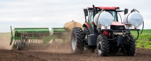 Farm equipment planting rice