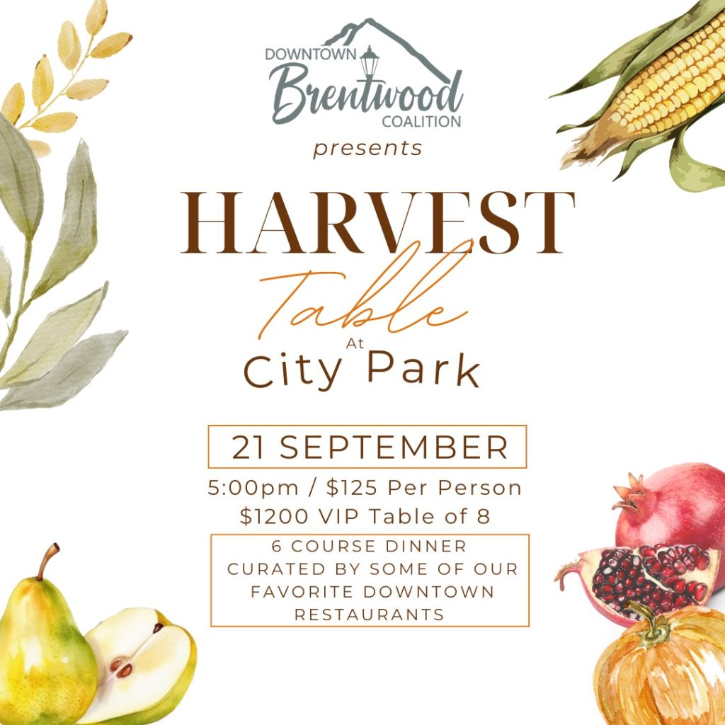 Brentwood Harvest Table flyer
